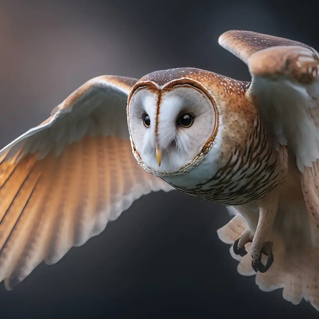 barn owl in flight