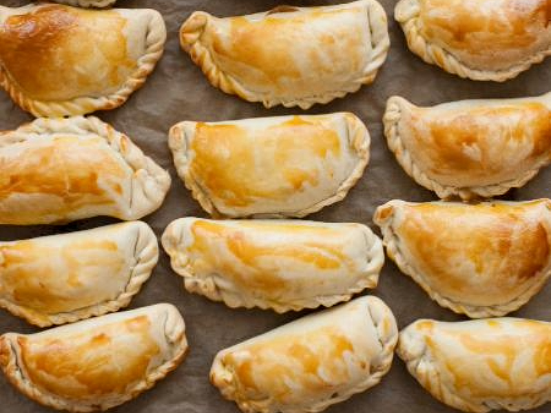 Traditional Cornish pasties produced at Rowe's Cornish Bakers — 170,000 pasties a week at the point of sale