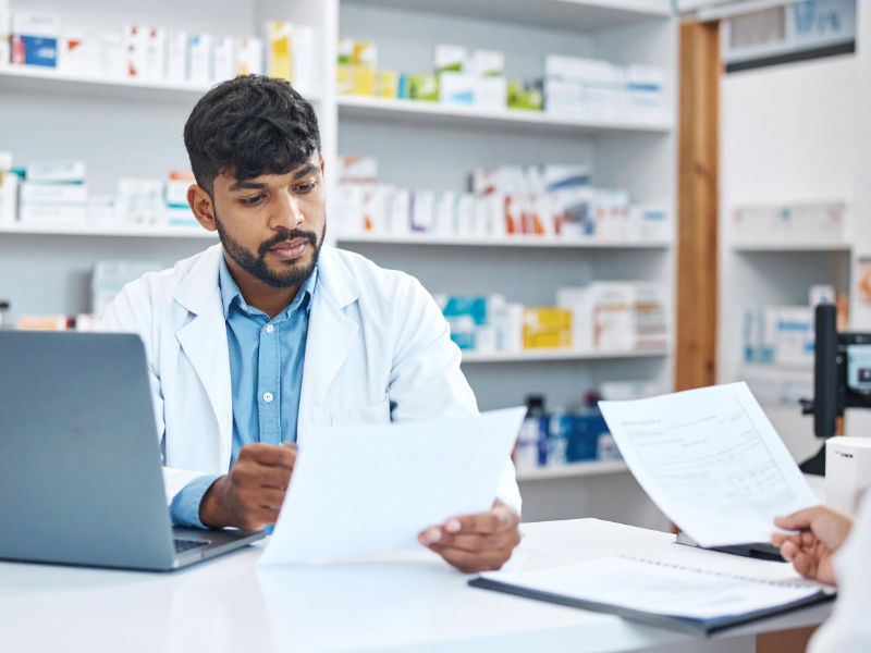 Pharmacy benefit claims being reviewed, illustrating Pharm/DUR's in-store audit process