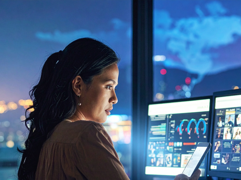 Communications team using an AI media intelligence dashboard, reflecting CisionOne's Factmata-powered platform